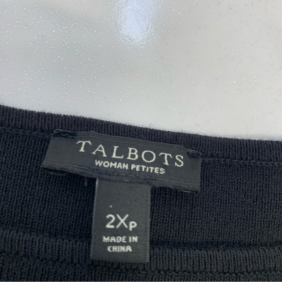 Talbots Rib Knit Top 2X Black Scallop Hem Cotton Modal Stretch Boat Neck - Picture 8 of 11